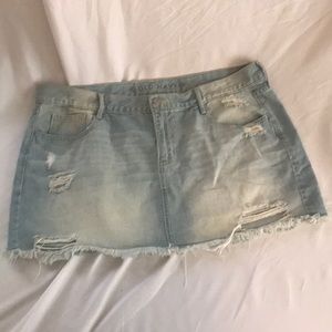 Distressed Denim Mini Skirt